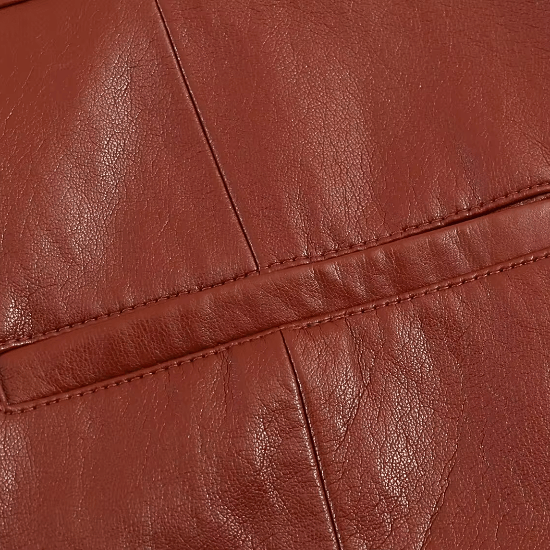 Brown Faux Leather Set – Vintage Bomber Outfit