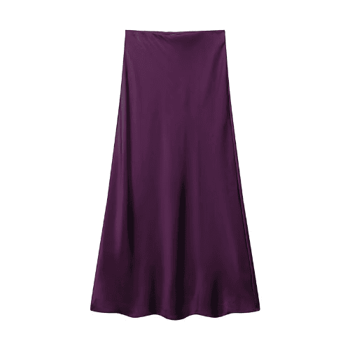 Satin High-Waisted Midi Skirt