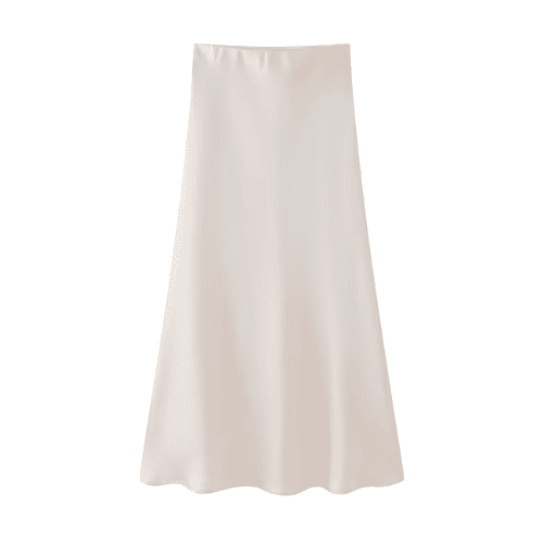 Satin High-Waisted Midi Skirt