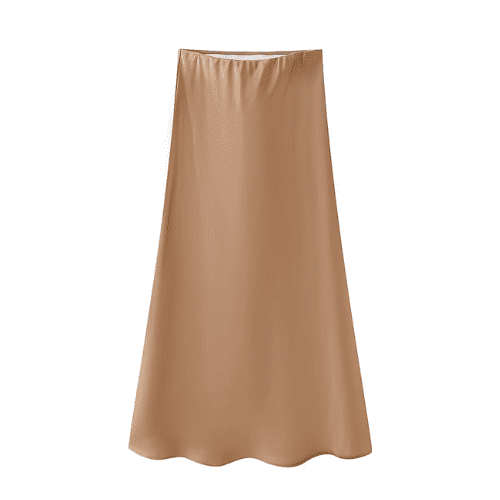 Satin High-Waisted Midi Skirt