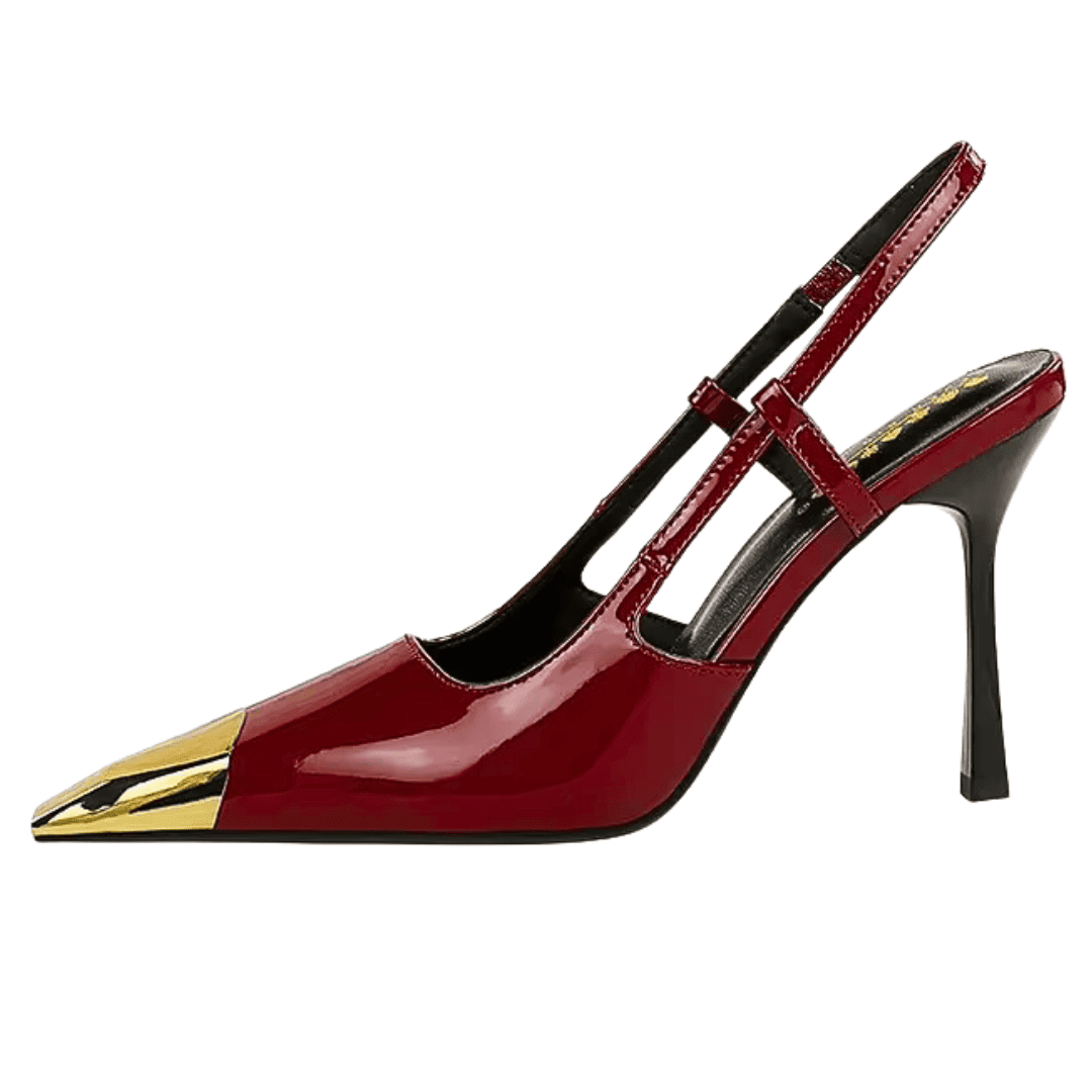 Metal Toe Slingback Heels