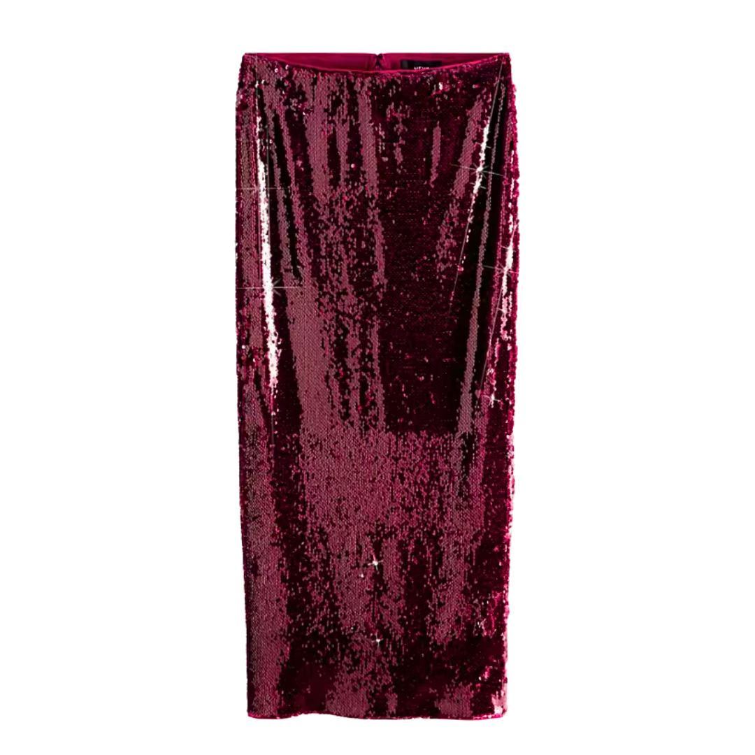 Burgundy Sequin Pencil Skirt