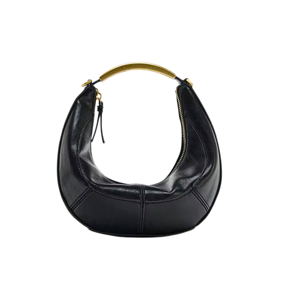 Metal Handle Hobo Bag