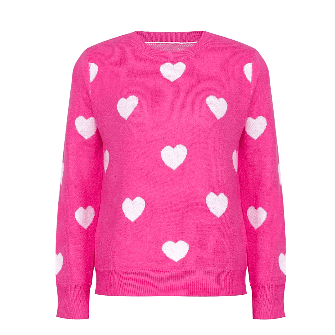 Pink Heart Knit Sweater