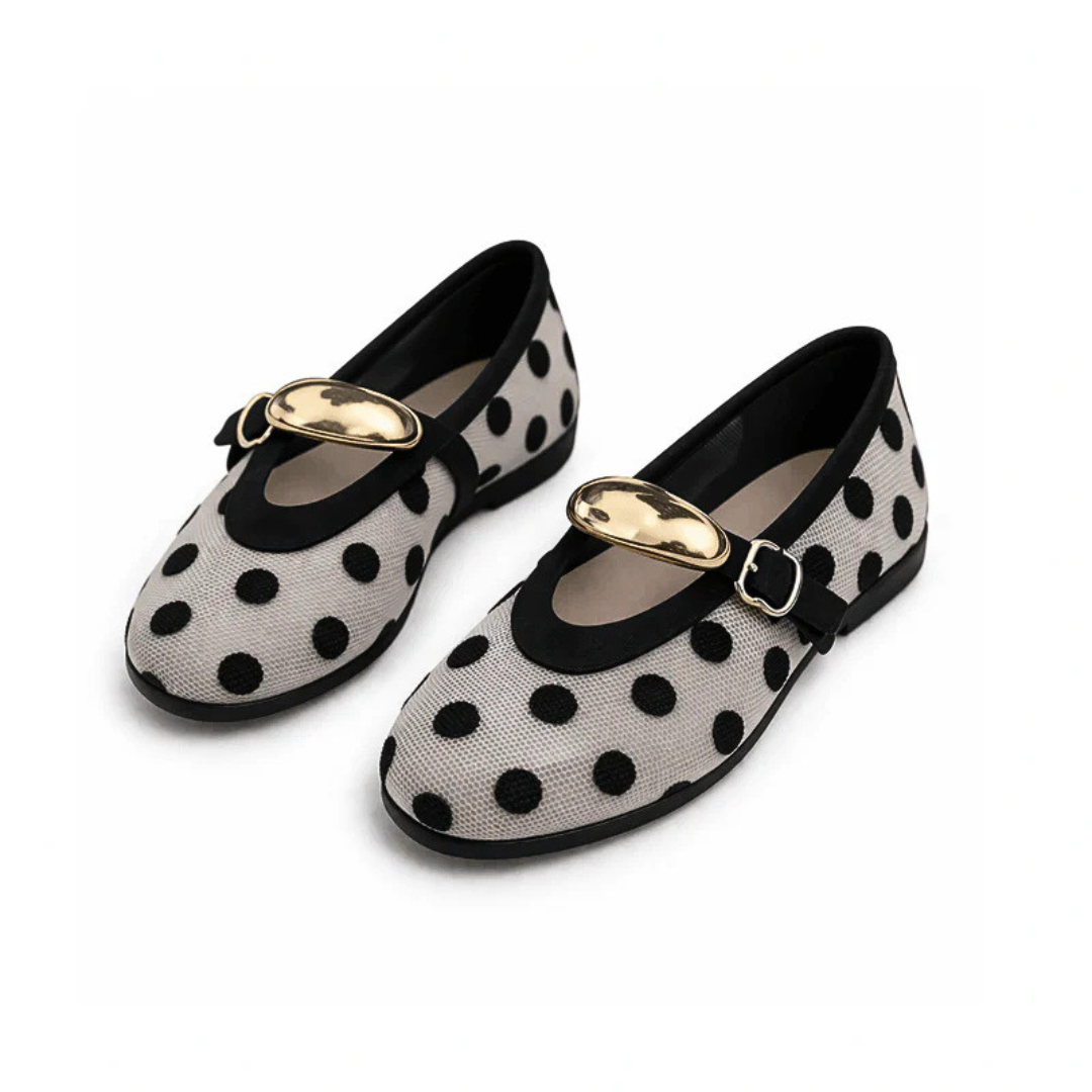 Polka Dot Mesh Ballerina Flats