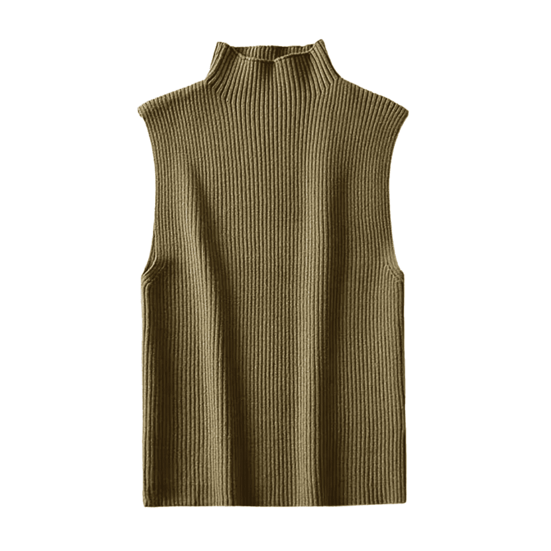 Mock-Neck Ribbed Knit Top