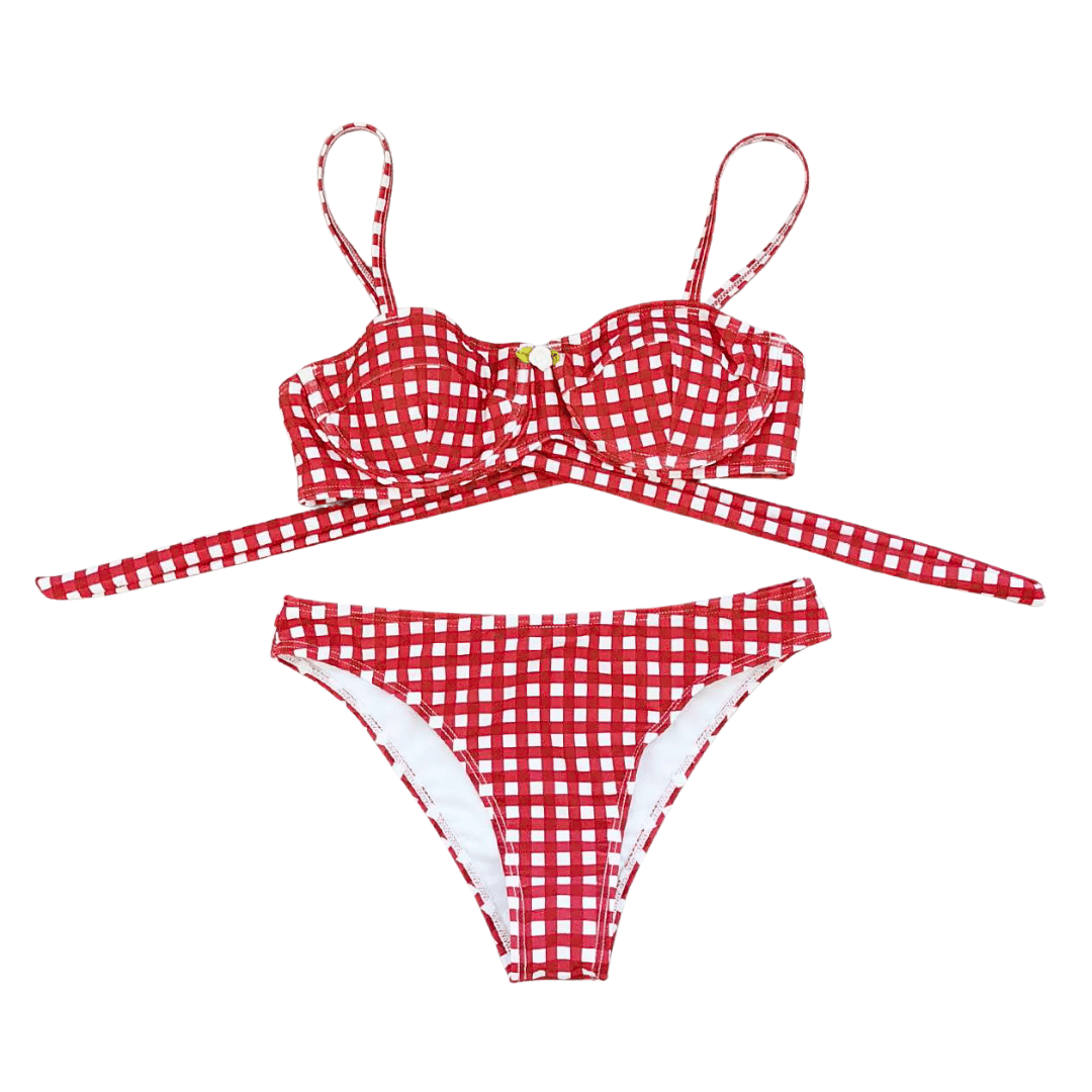 Gingham 3-Piece Swimsuit Set