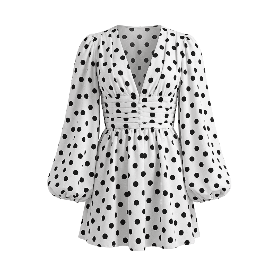 Polka Dot V-Neck Mini Dress