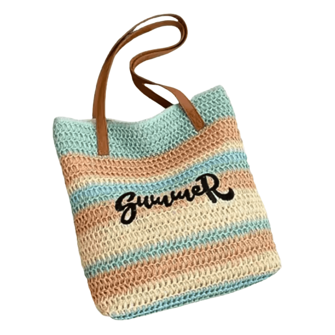 Summer Striped Crochet Beach Bag