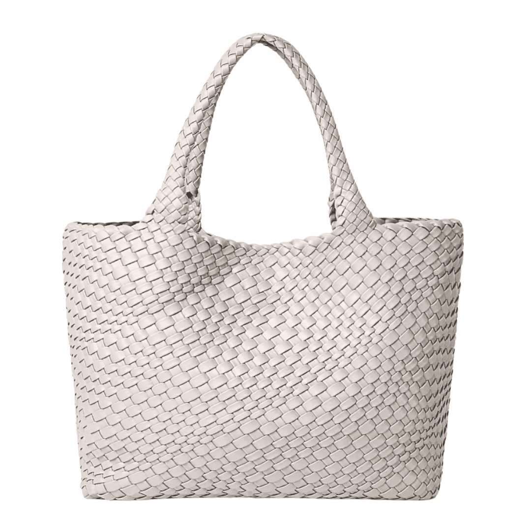 Woven Faux Leather Tote