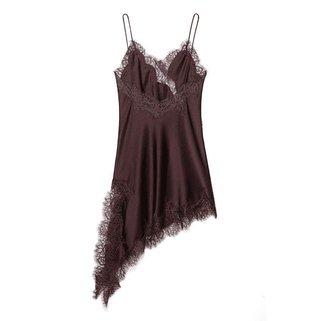 Satin Asymmetric Lace Dress