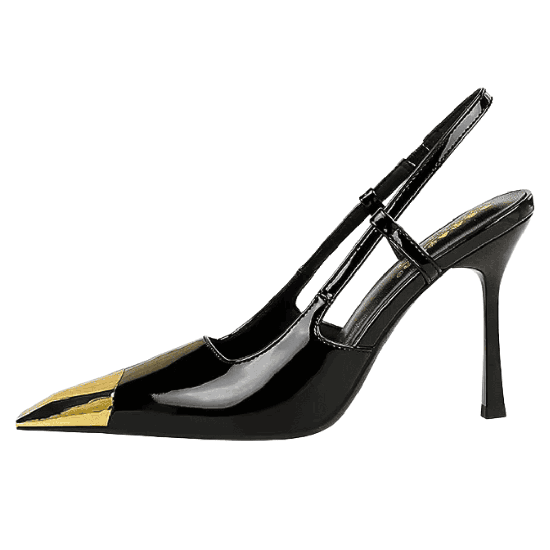 Metal Toe Slingback Heels
