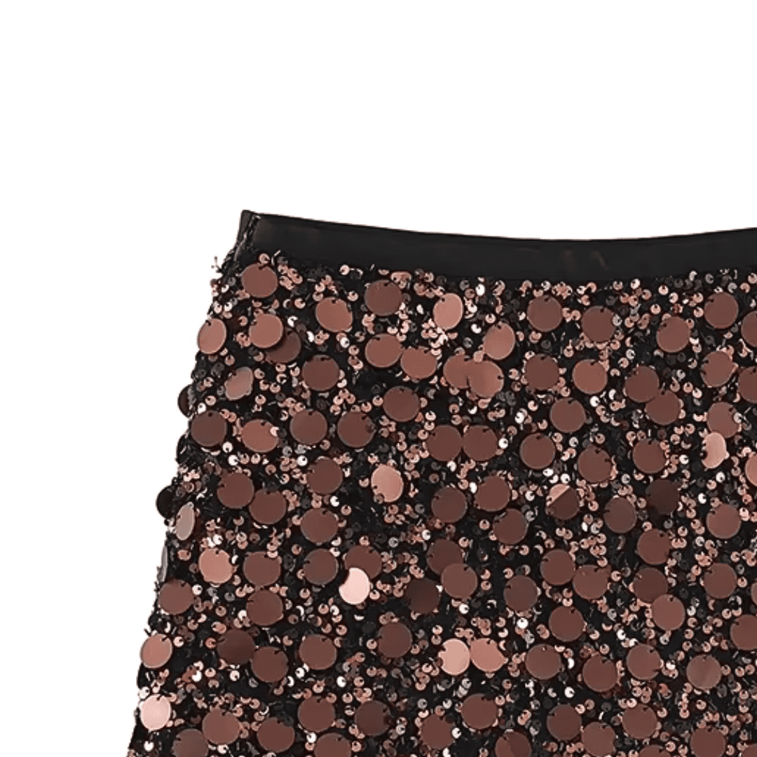 Bronze Sequin High-Waist Mini