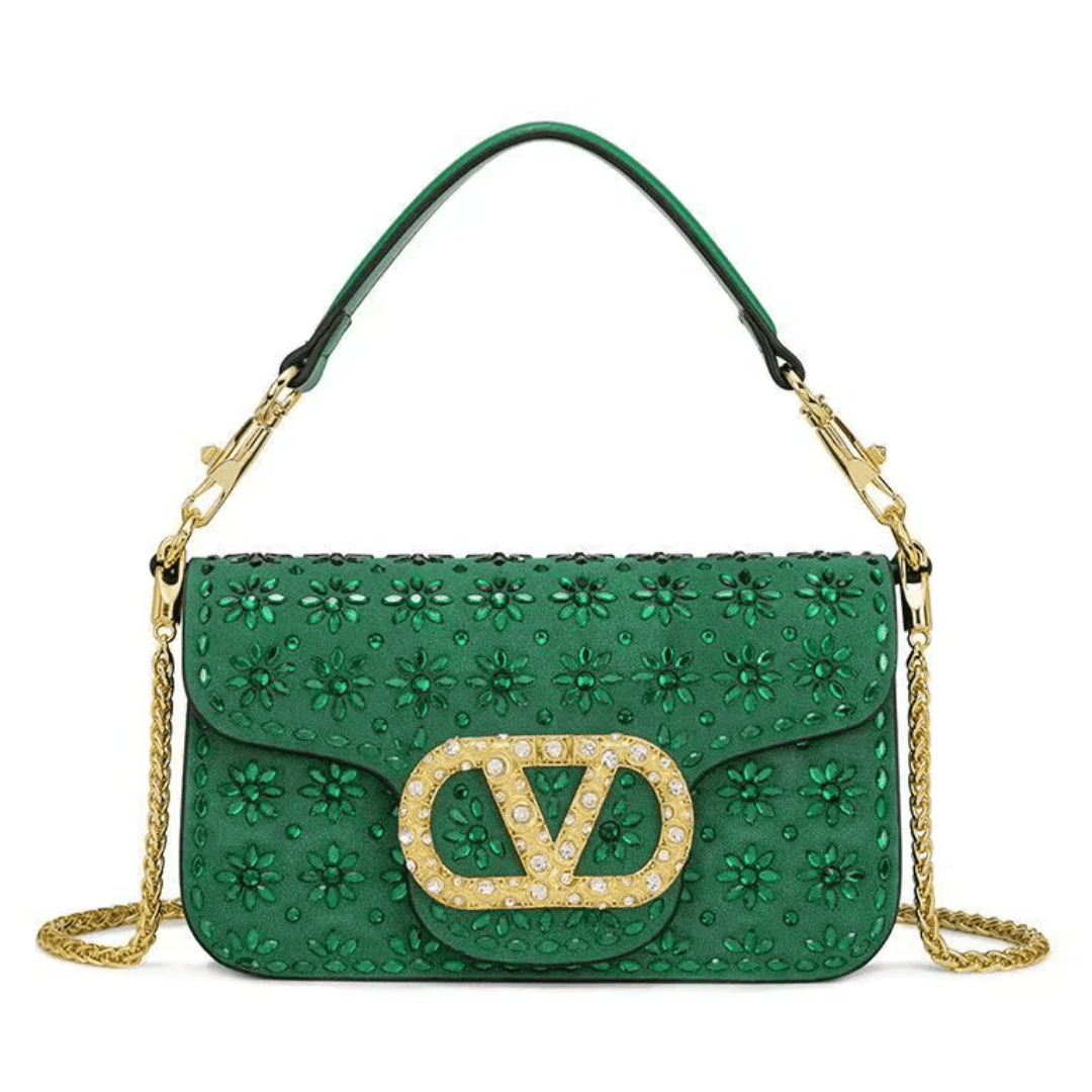 Embellished Floral Leather Handbag