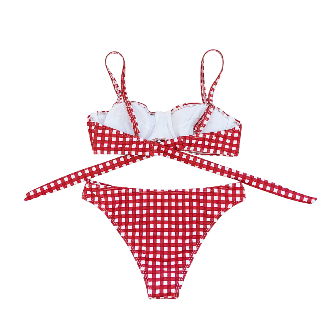 Gingham 3-Piece Swimsuit Set
