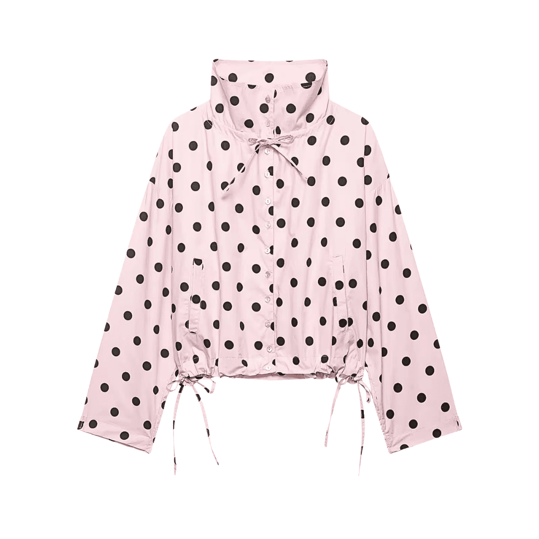Polka Dot Cropped Lightweight Jacket