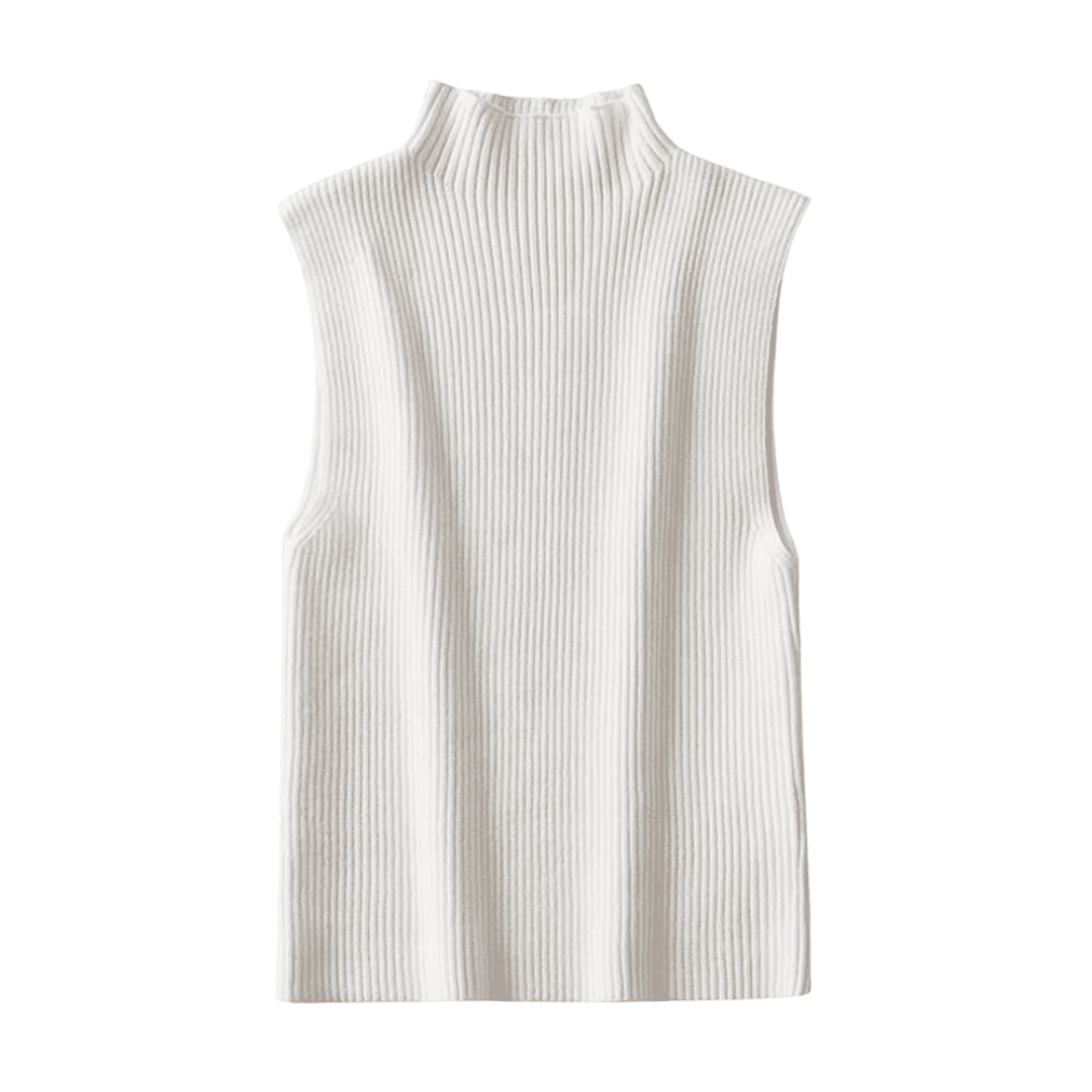 Mock-Neck Ribbed Knit Top