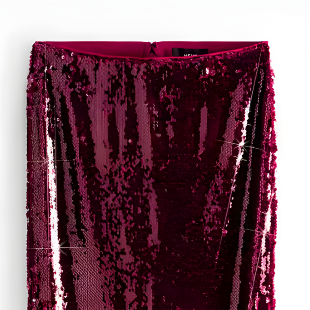 Burgundy Sequin Pencil Skirt