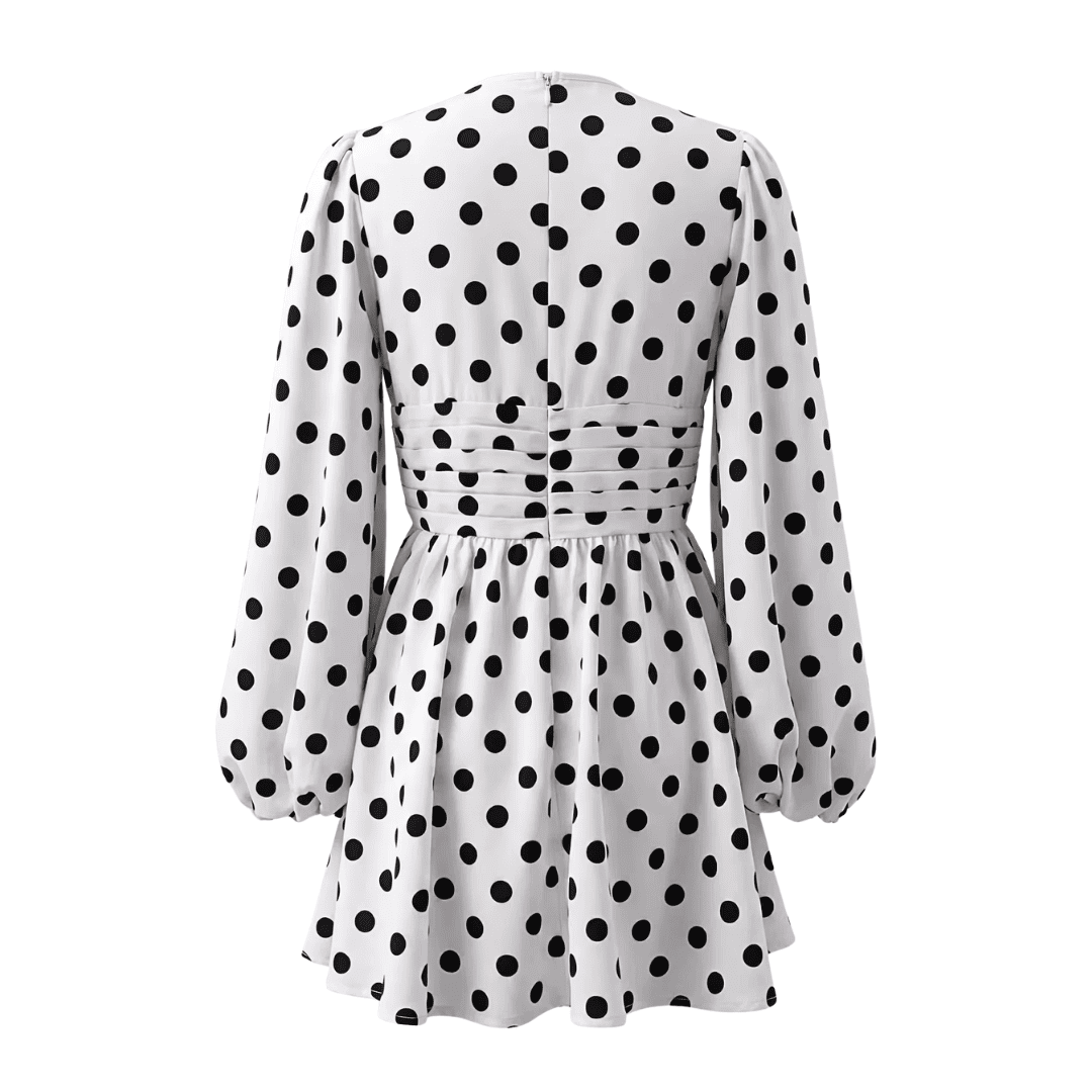 Polka Dot V-Neck Mini Dress