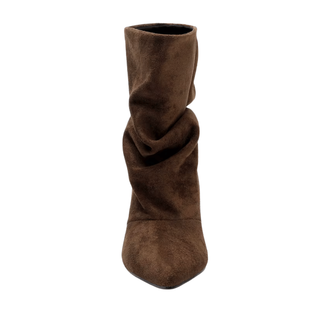 Slouchy Faux Suede Ankle Boots – Kitten Heel Pointed Toe Booties