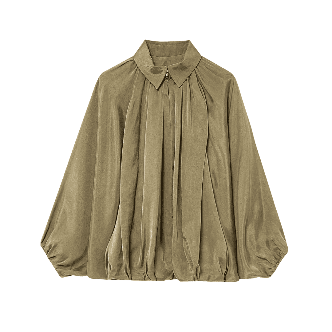 Jacke mit Plissée und Ballonärmeln zum Reißverschluss
