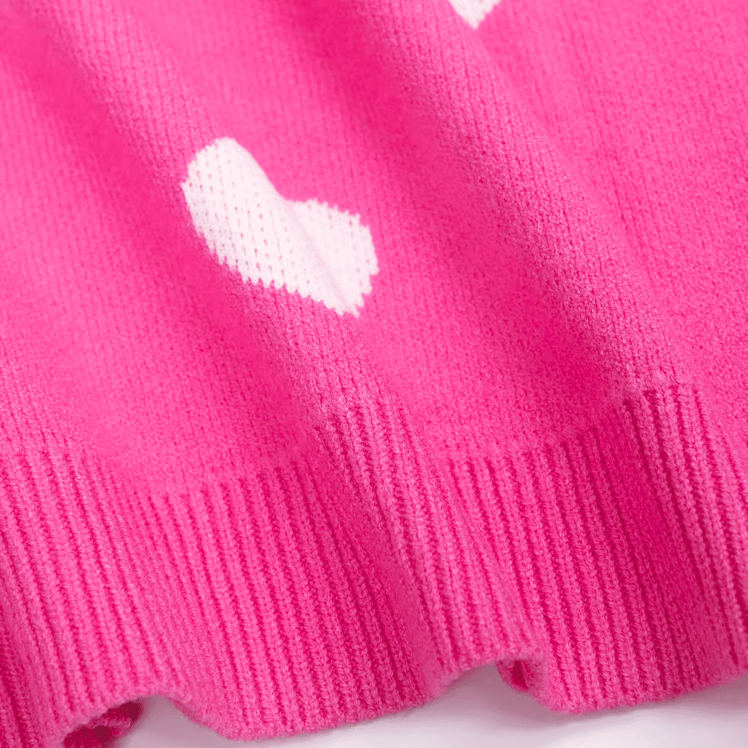 Pink Heart Knit Sweater