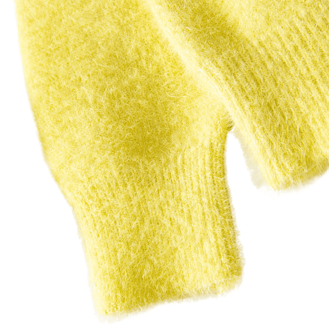 Heart Button Fuzzy Knit Cardigan