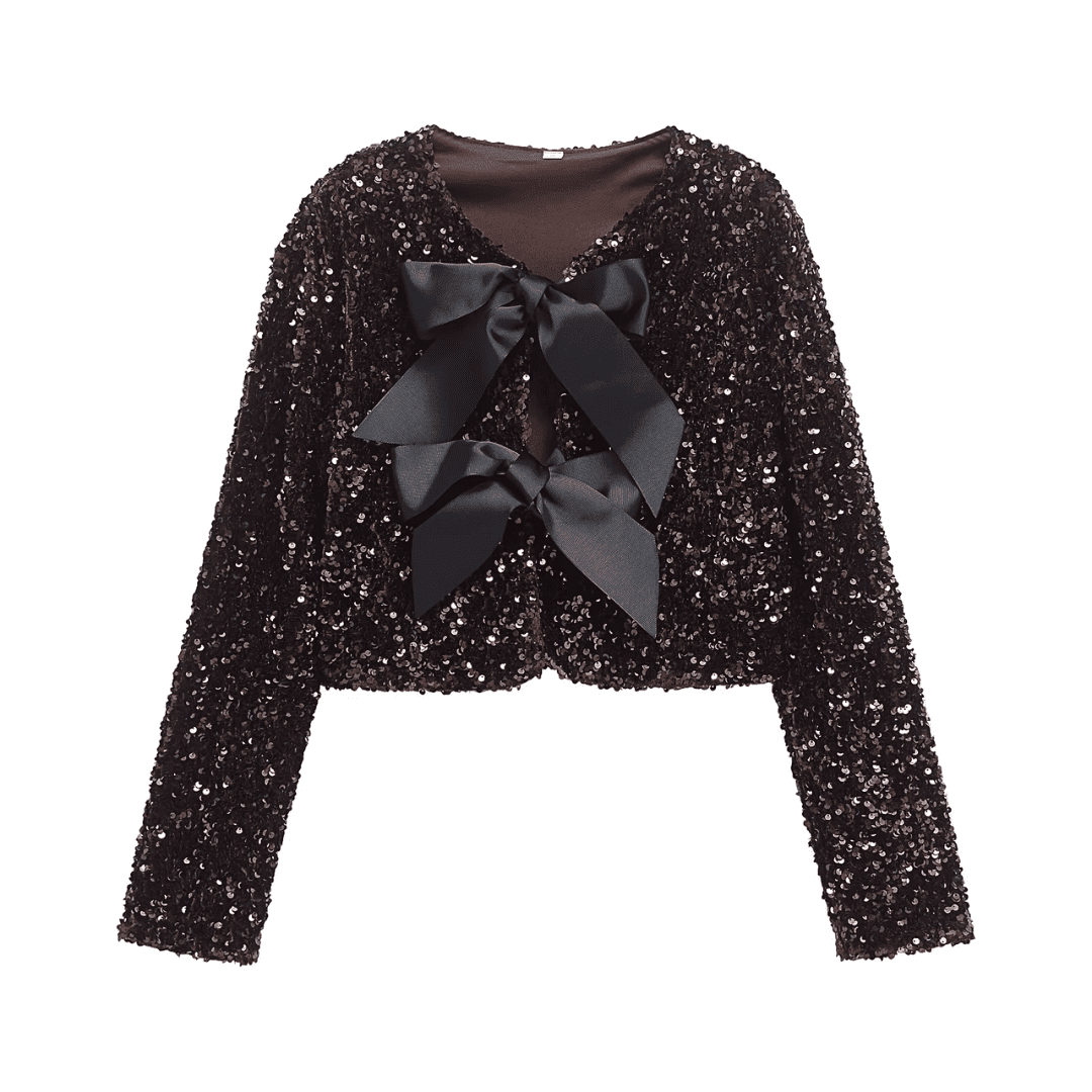 Sequin Bow Cropped Jacket
