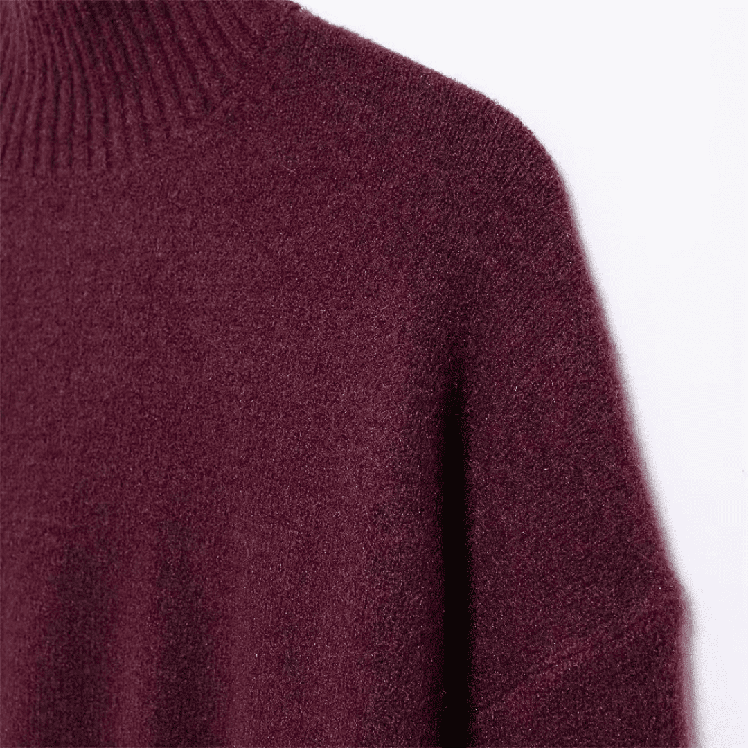Soft Knit High-Neck Sweater in Burgundy