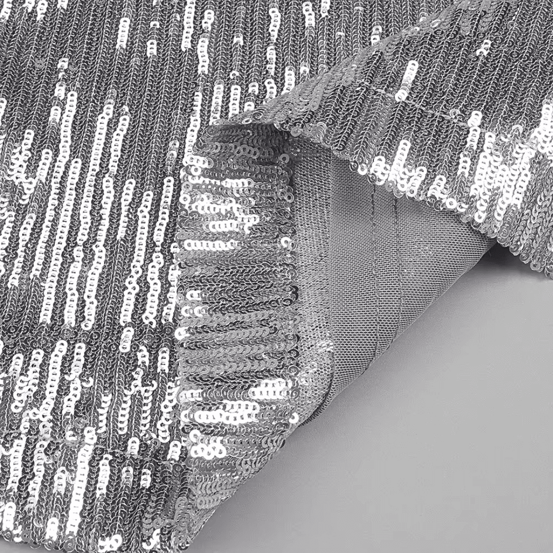 Silver Sequin Halter Gown