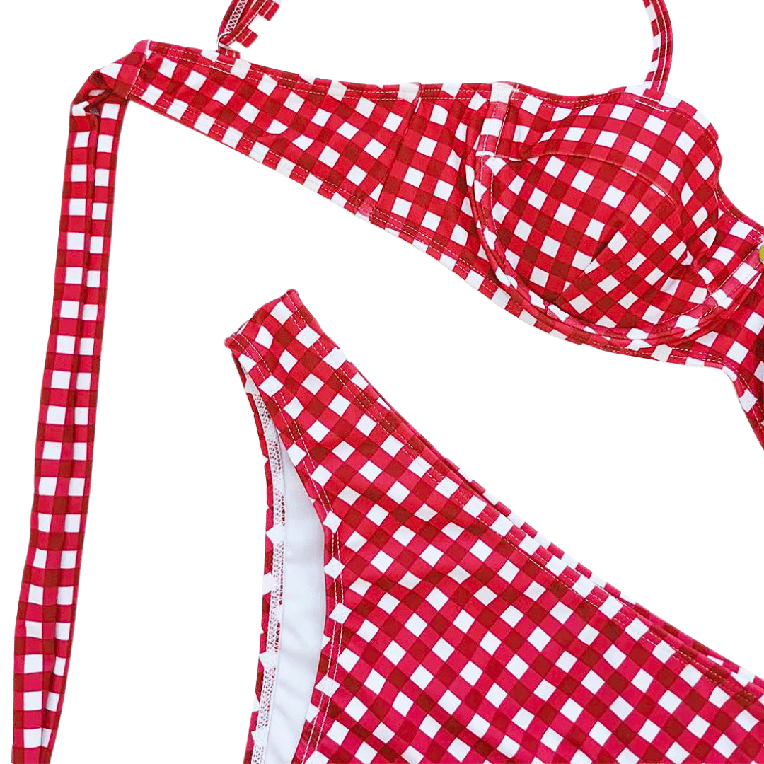 Gingham 3-Piece Swimsuit Set