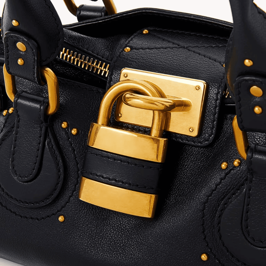 Luxe Black Padlock Satchel