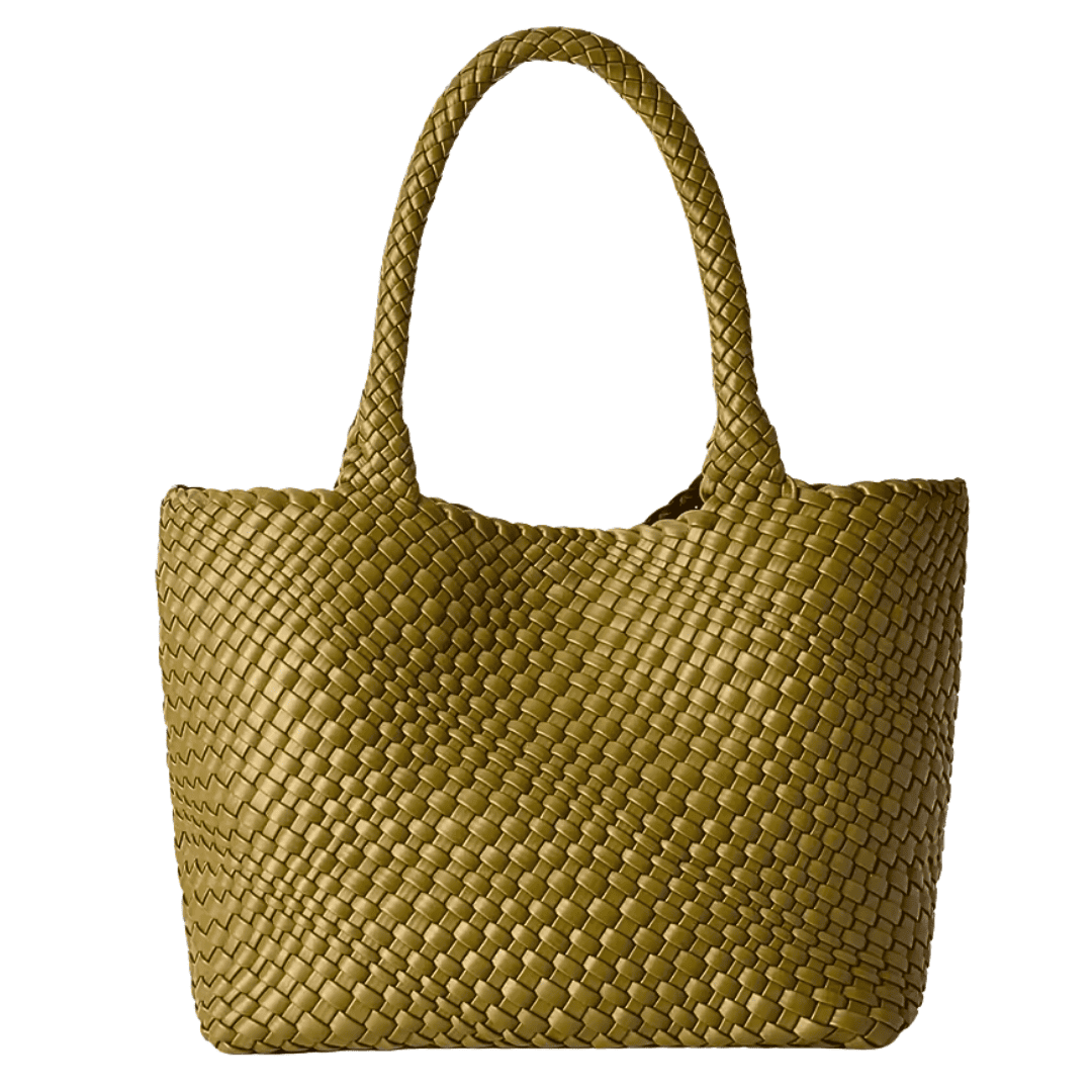 Woven Faux Leather Tote