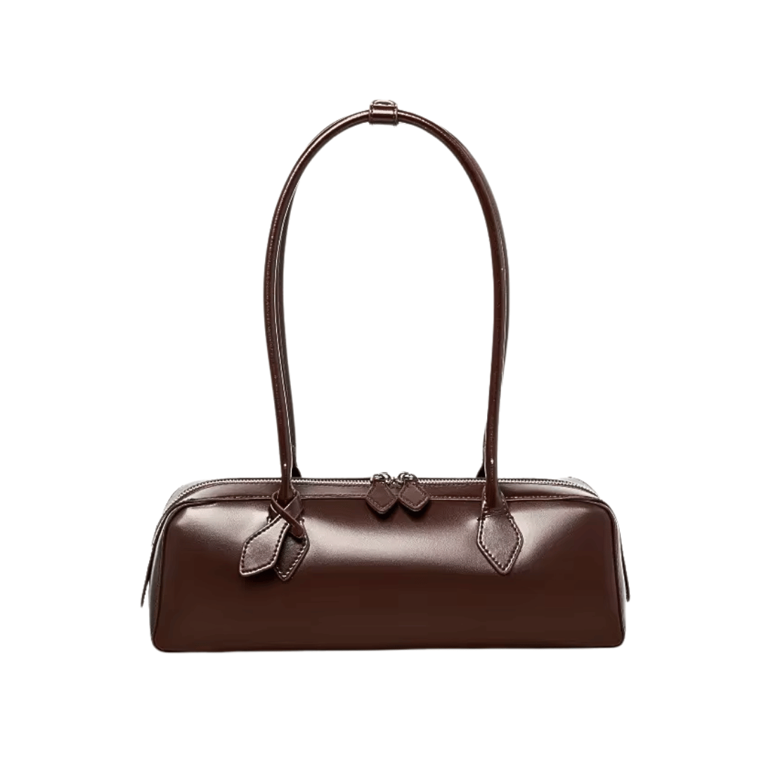 Leather Barrel Shoulder Bag – Minimalist East-West Handbag