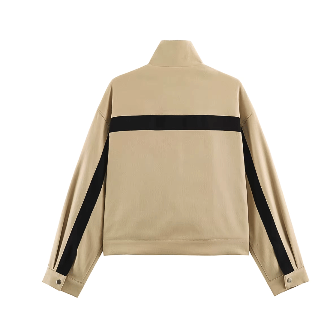 Contrast Stripe High Neck Zip Jacket