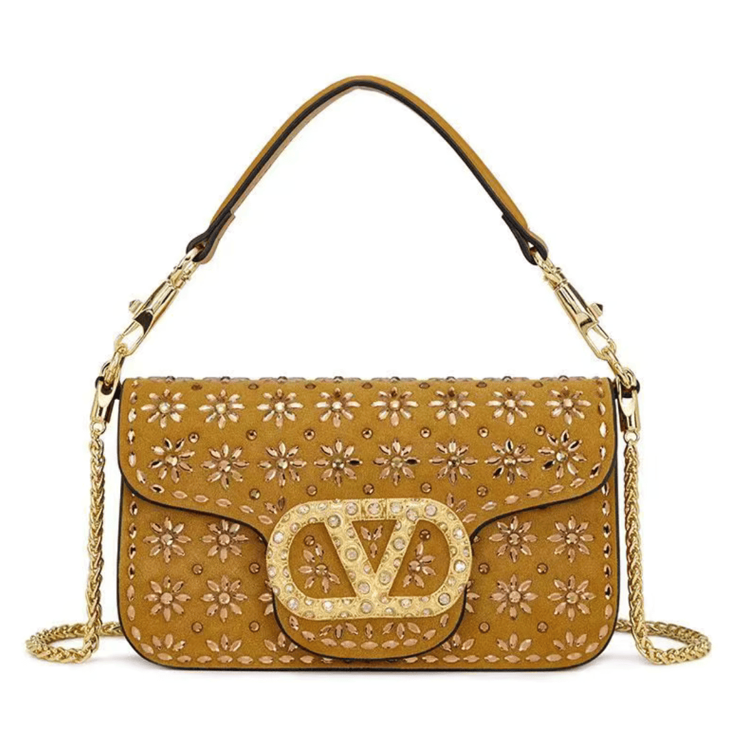 Embellished Floral Leather Handbag