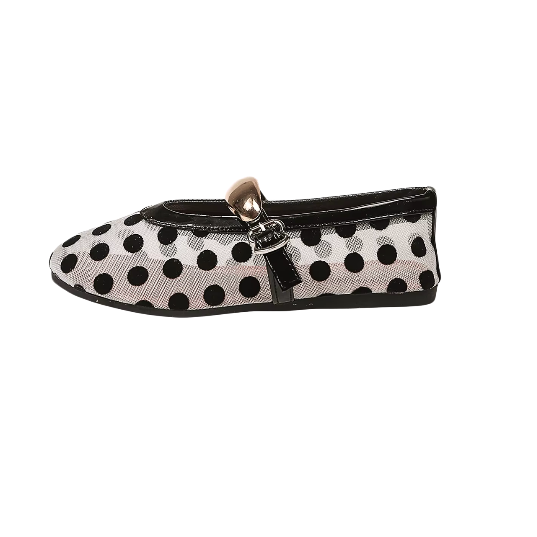 Polka Dot Mesh Ballerina Flats
