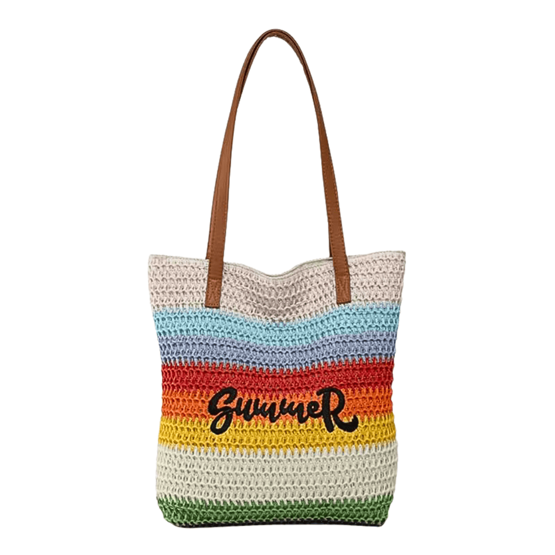 Summer Striped Crochet Beach Bag