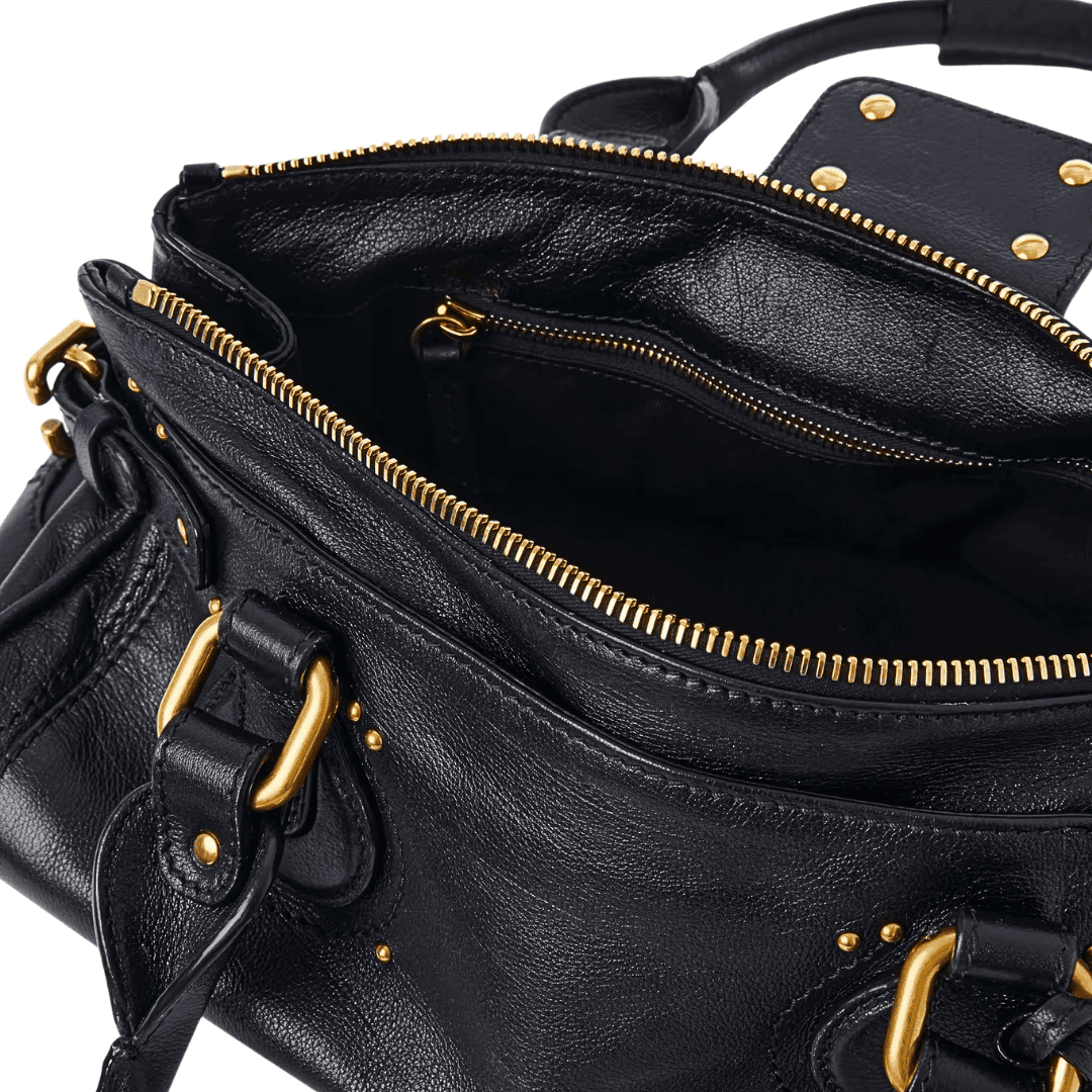 Luxuriöse schwarze Vorhängeschloss-Umhängetasche