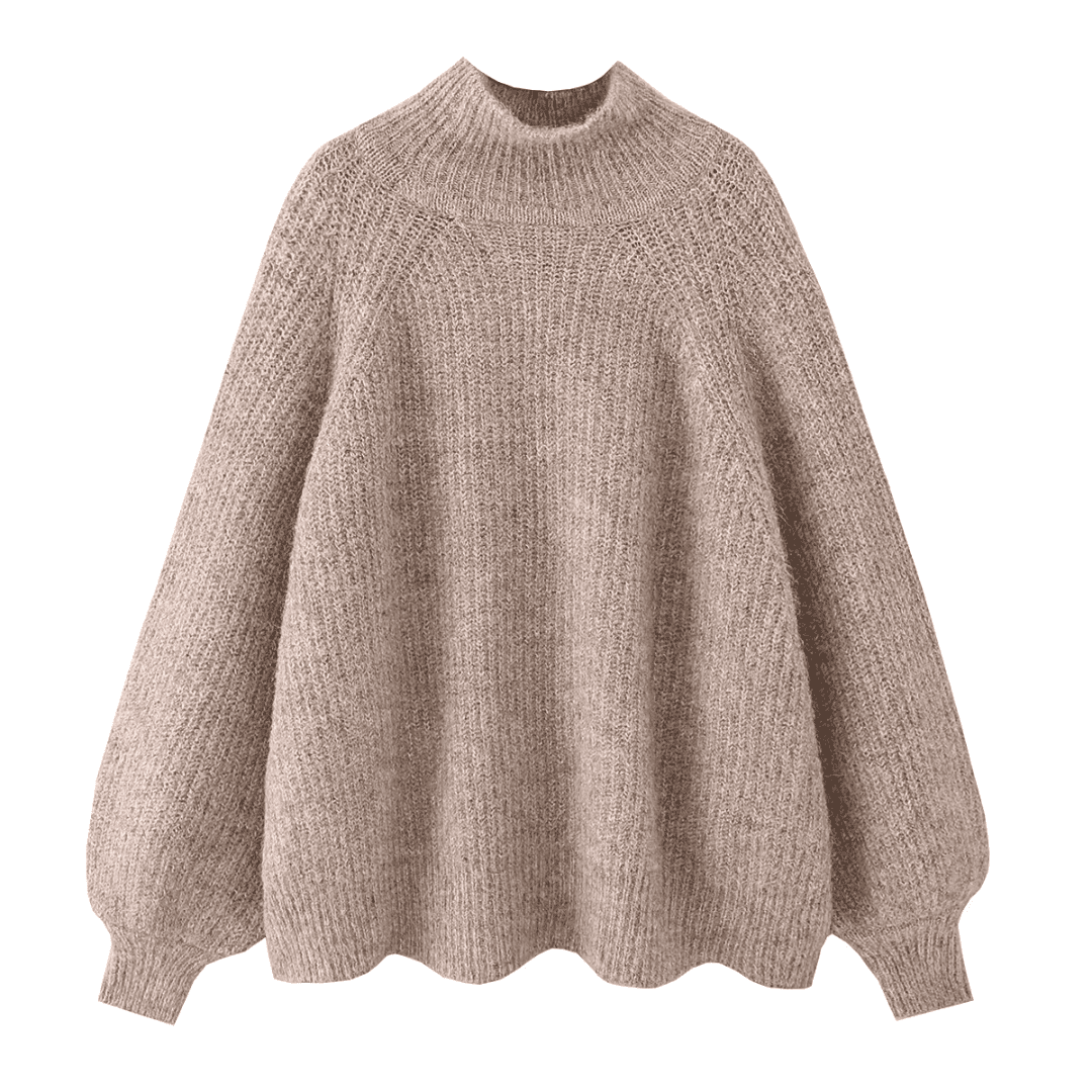 Oversized Beige Knit Sweater