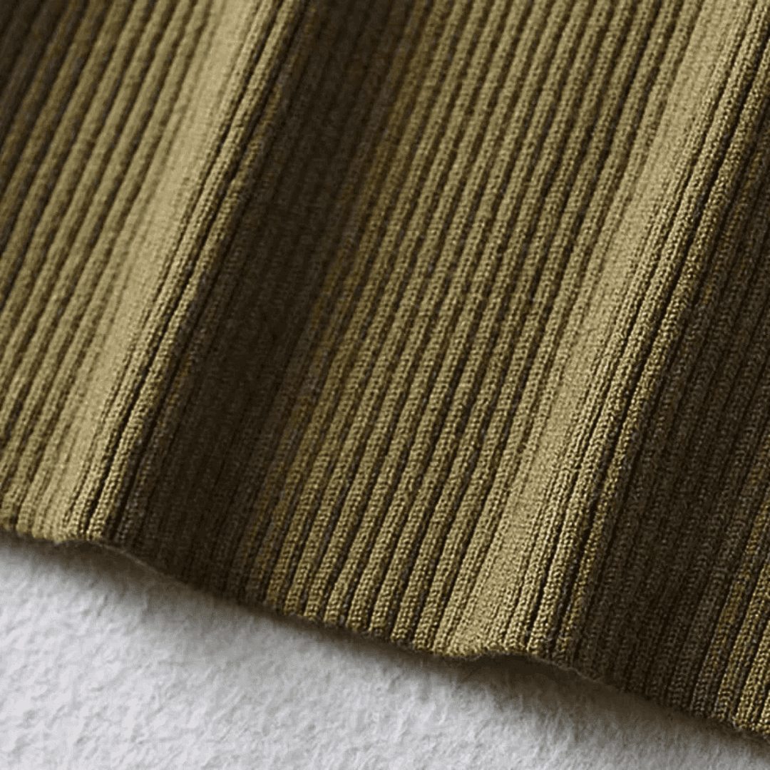 Mock-Neck Ribbed Knit Top