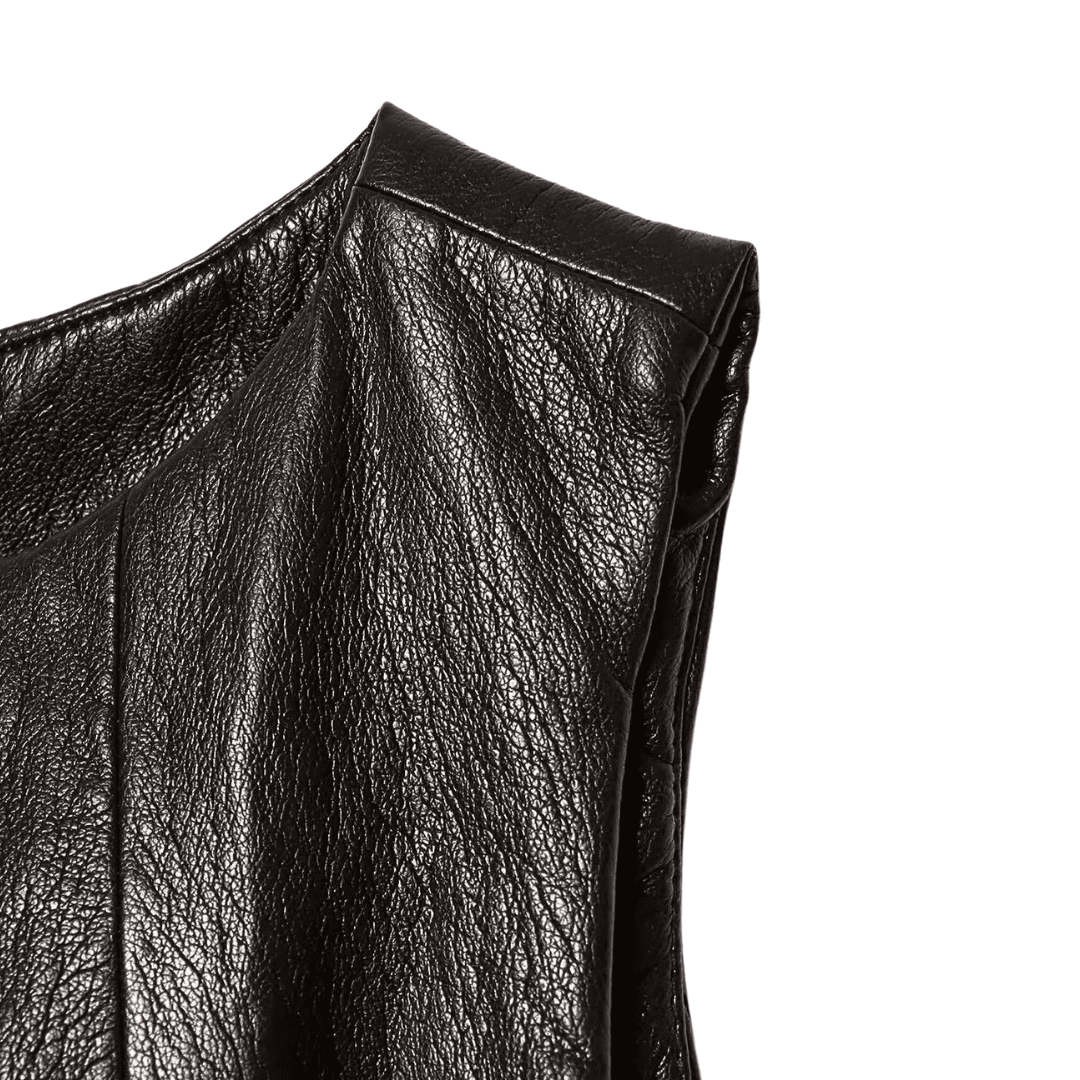 Elegant Brown Peplum Leather Set