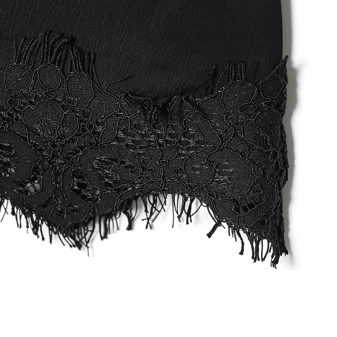 Black Satin Lace Skirt