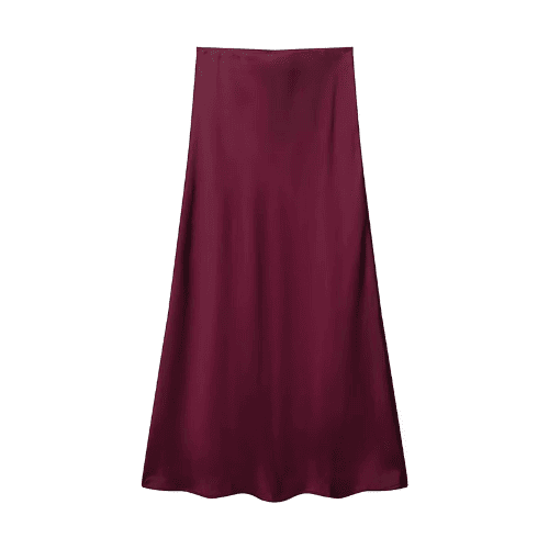 Satin High-Waisted Midi Skirt