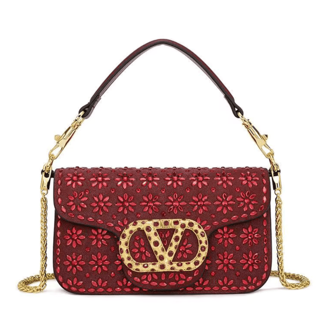 Embellished Floral Leather Handbag