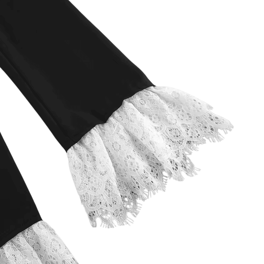 Lace Hem Black Peplum Blazer