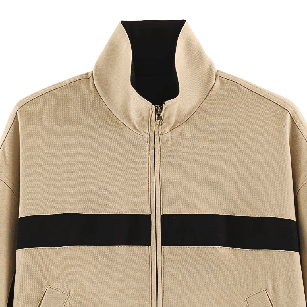 Contrast Stripe High Neck Zip Jacket