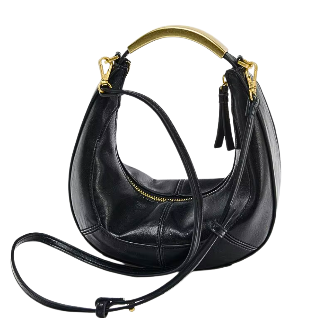 Metal Handle Hobo Bag