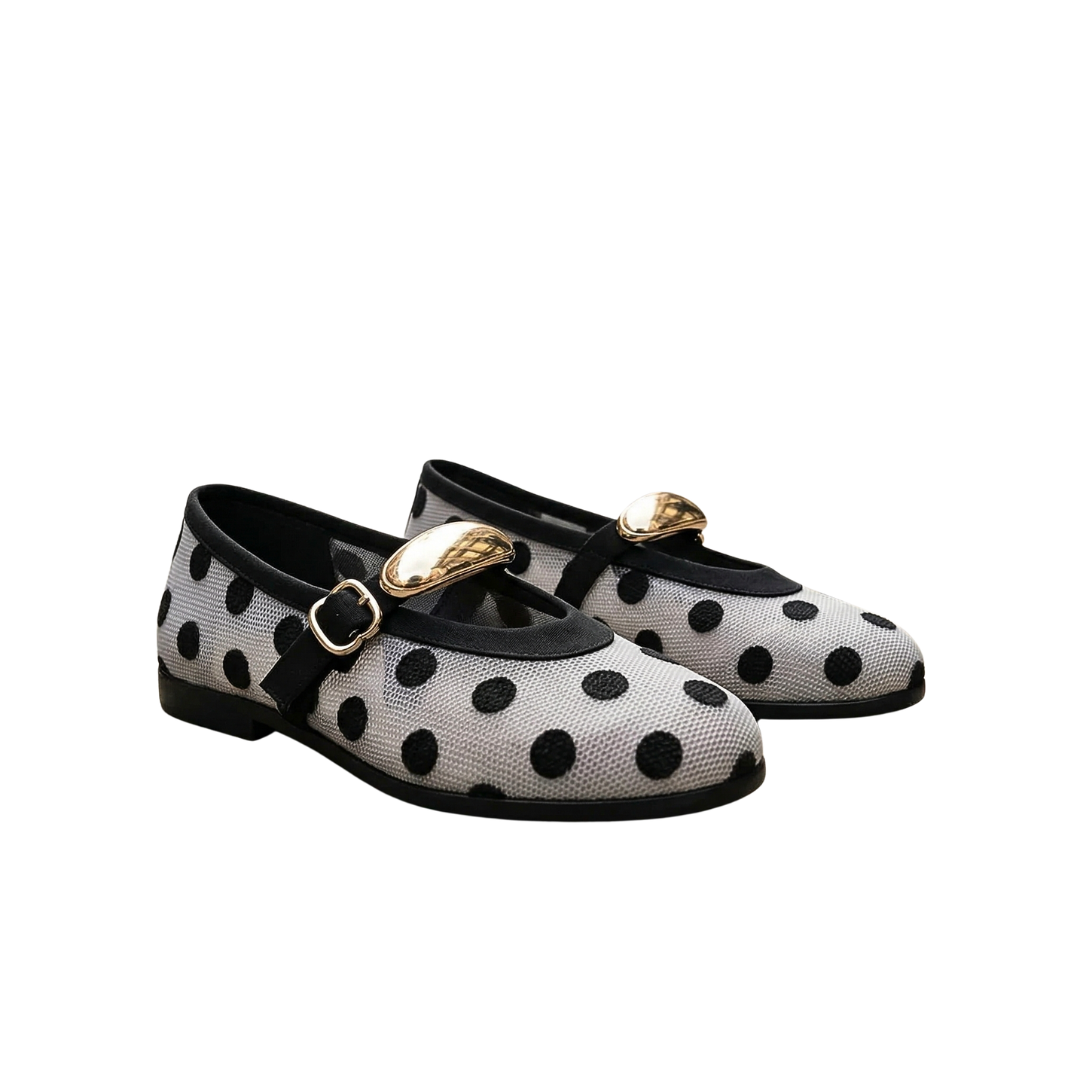 Polka Dot Mesh Ballerina Flats
