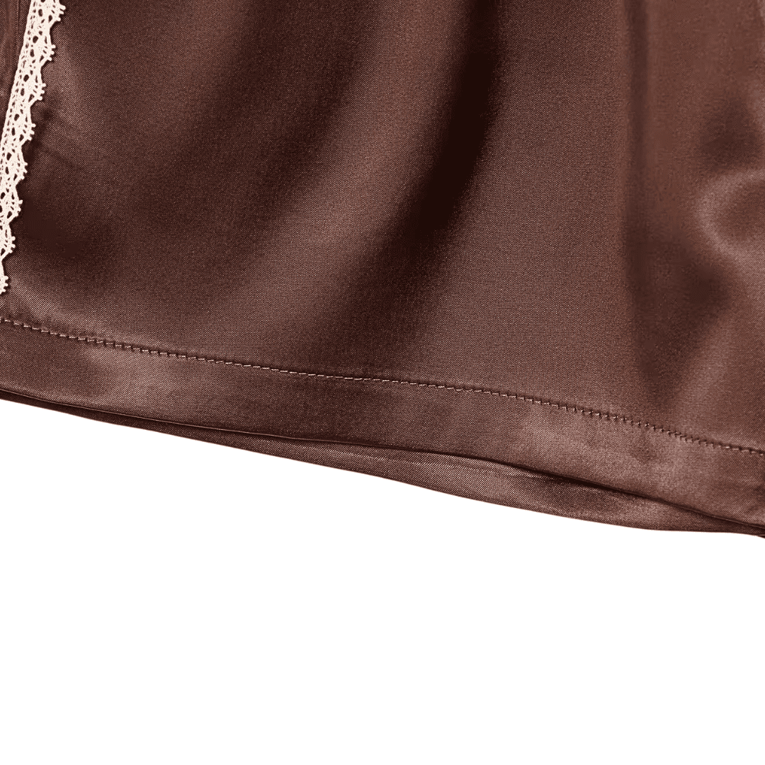 Satin-Lounge-Shorts mit Spitzenbesatz